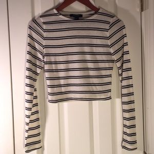 Striped black and white crop top